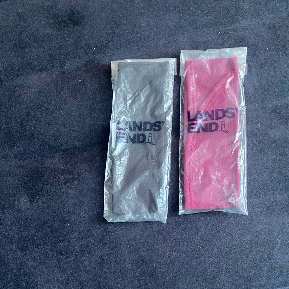 NEW IN PACKAGE!! Lands' End Black & Pink Fleece Headbands for Everyday Comfort